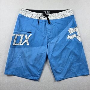Fox Racing Board Shorts Men's Size 33 Blue Swimwear Pockets Surfing Vacation